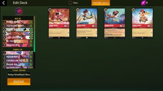 Screenshot of Pixelborn, an application for playing Disney Lorcana online