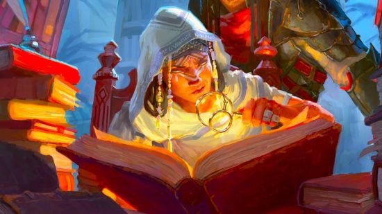 DnD Bard subclasses 5e - Wizards of the Coast art of an adventurer reading a book