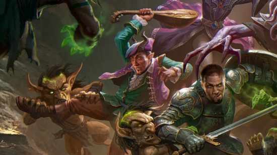 DnD Bard subclasses 5e - Wizards of the Coast art of a Bard being attacked by a goblin