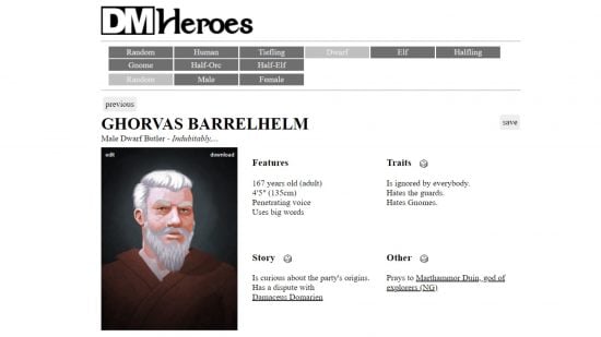 DnD character creator, DMHeroes