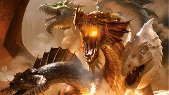 DnD damage types - A dragon with five different colored heads