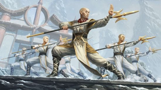 DnD monk subclasses - monks training with halberds