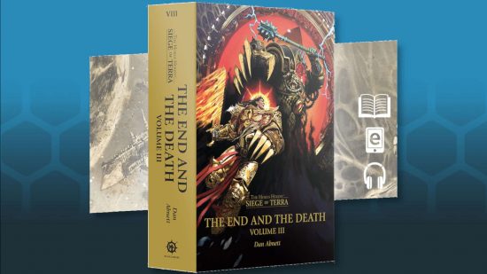 Final Horus Heresy Book - The End and the Death Volume 3 cover art, the Emperor of Mankind fights Horus Lupercal