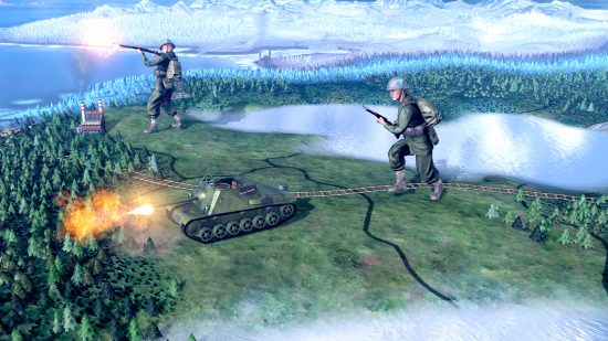 Hearts of Iron 4 DLC subscription price increase - HOI4 screenshot from the Arms Against Tyranny DLC, showing Finnish tank and infantry units on the map