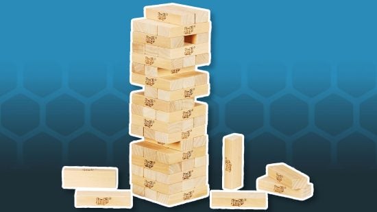 How to play Jenga - Hasbro photo of a Jenga tower with some blocks pulled out