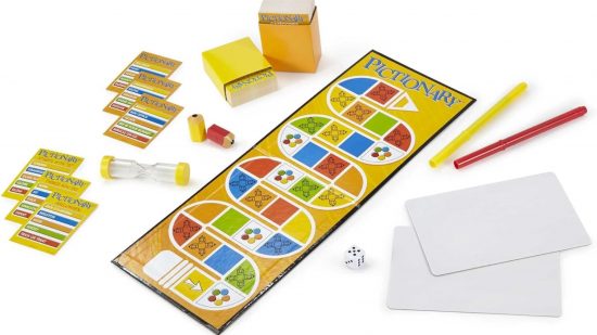 How to play Pictionary - photo of Pictionary board and cards