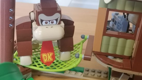 Lego Donkey Kong's Tree House review image showing DK in the hammock.