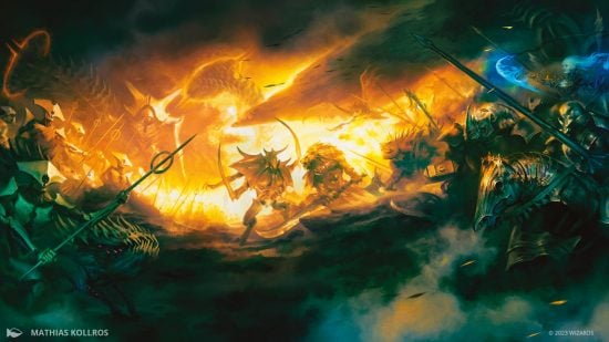 MTG Battle art showing Phyrexians attacking Alara