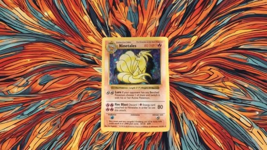 Shadowless Pokemon cards - a shadowless Ninetails card on a lurid background