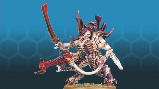 Space Marine 2 bosses we'd like to see - Tyanid Hive Tyrant, a bipedal, four-armed monster with a bone sword, whip, and biological cannon