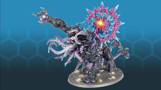 Space Marine 2 bosses we'd like to see - Mutalith vortex beast, a huge four-limbed monster with a mass of tentacle for a month and a swirl of chaotic energy hovering over its back