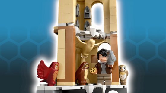 Upcoming Lego sets guide - Harry Potter Hogwarts Castle Owlery set photo showing a close up of harry with owls