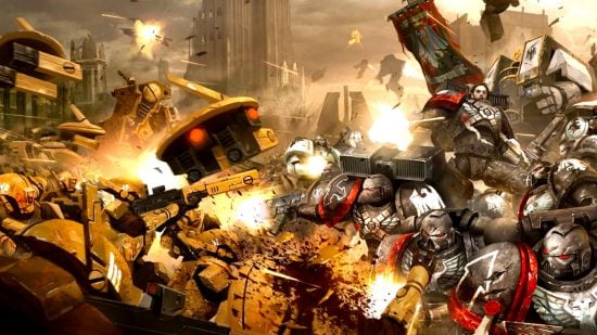 Warhammer 40k female space marines final decision - Games Workshop image showing Raven Guard space marines smashing into battle with the Tau Empire