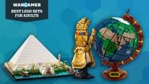 Three of the best Lego sets for adults on a blue background