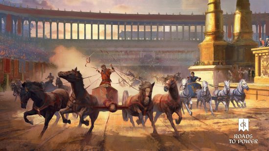 Crusader Kings 3 DLC - artwork of a chariot race