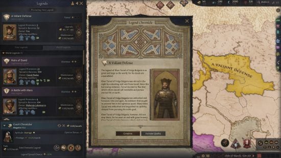 Crusader Kings 3 DLC - screenshot showing A legend spreading