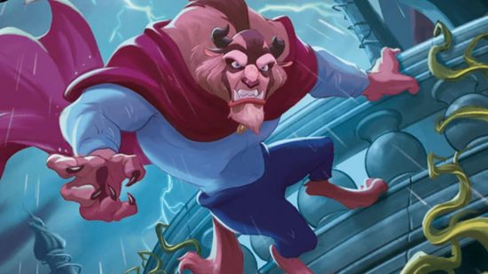 Disney Lorcana - the beast looking angry in a storm