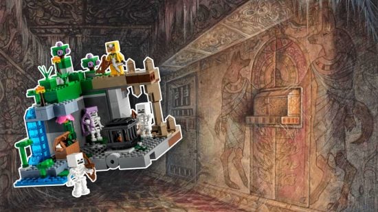 DnD Lego set ideas - Minecraft Lego set in front of Wizards of the Coast art of the Tomb of Horrors