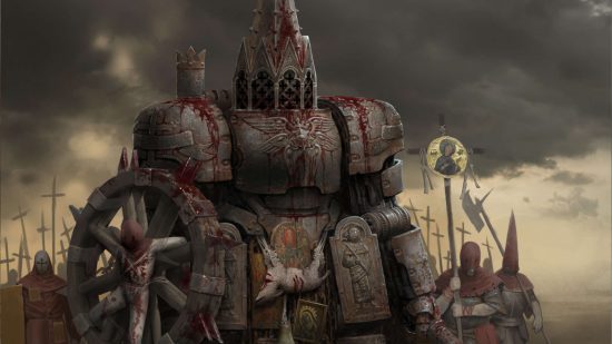Trench Crusade by Mike Franchina now has rules by ex-GW designer Tuomas Pirinen - a Shrine Anchorite, a huge walking war machine that looks like a blood stained roadside shrine