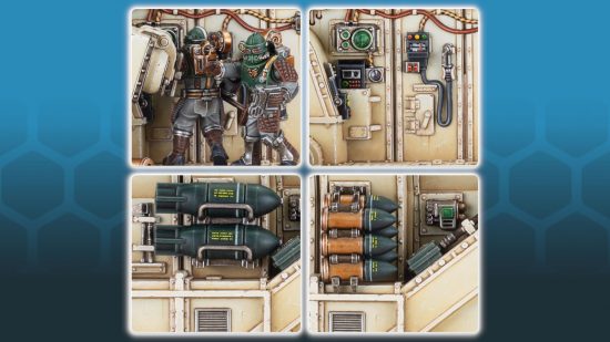 Horus Heresy Warhammer tanks - Games Workshop photo showing the new Solar Auxilia tanks' internal model details painted