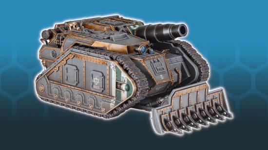 Horus Heresy Warhammer tanks - Games Workshop photo showing the new Solar Auxilia Medusa tank fully painted