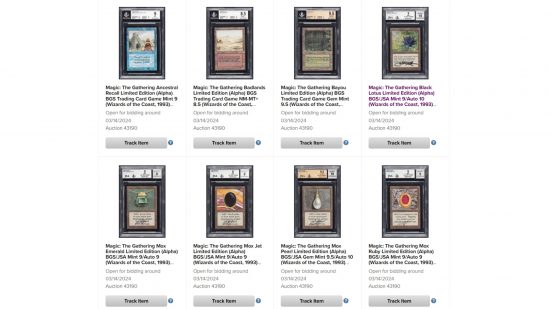 MTG Alpha auction page on Heritage Auctions website