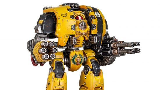 Warhammer 40k Dreadnoughts guide - Games Workshop image showing a Leviathan Siege Dreadnought in Imperial Fists colors