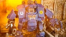 Warhammer 40k Dreadnoughts guide - Games Workshop image showing a Redemptor Dreadnought in Ultramarines colors