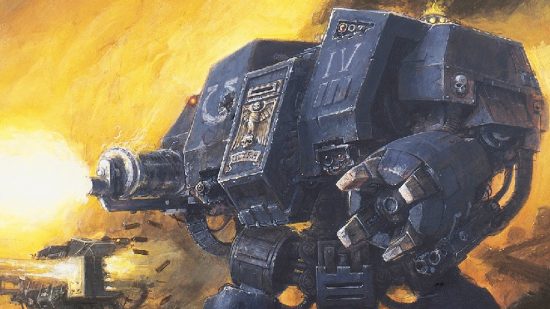 Warhammer 40k Dreadnoughts guide - Games Workshop image showing a Castraferrum Dreadnought in Ultramarines colors