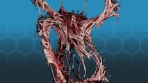 Horrifying Warhammer 40k kitbash - the Necron C'tan Llandugor, a mass of flailing flesh, gore, and tendrils