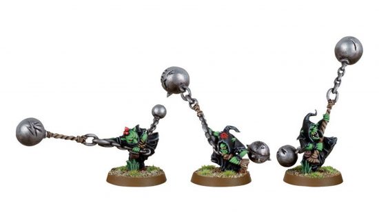 Warhammer Night Goblins The Old World guide - Games Workshop image showing the Night Goblin Fanatics models painted