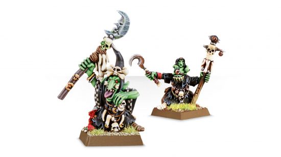 Warhammer Night Goblins The Old World guide - Games Workshop image showing the Night Goblins Shaman metal model painted