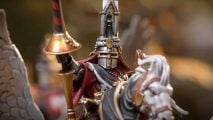 Warhammer The Old World Full Tilt - a Bretonnian Knight in bassinet helm raises his lance