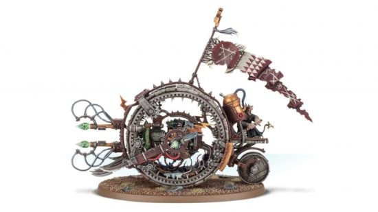 Warhammer the Old World Skaven Doom Wheel, a giant, spikey hamster wheel, with a strange lightning crystals