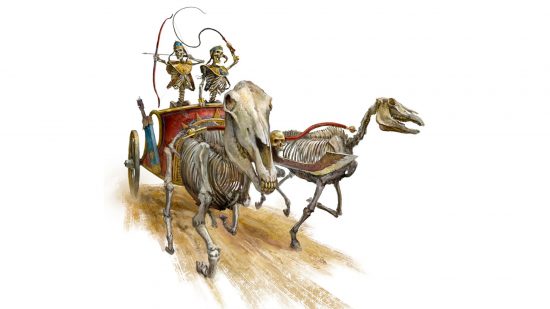 Warhammer Tomb Kings The Old World guide - Games Workshop image showing a Skeleton Chariot with an archer on board