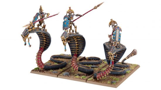 Warhammer Tomb Kings The Old World guide - Games Workshop image showing three Necropolis Knights models