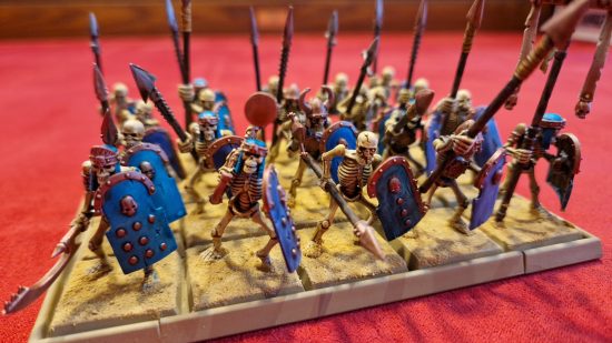 Warhammer Tomb Kings The Old World guide - Wargamer image showing painted skeleton spearmen models