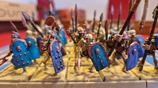 Warhammer Tomb Kings The Old World guide - Wargamer image showing painted skeleton spearmen models