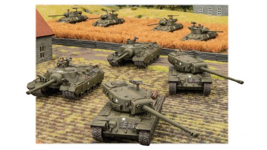 WW2 wargame Clash of Steel - American tanks advance through a cornfield