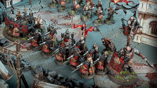 Age of Sigmar double turn - a battleline of Cities of Sigmar Fusiliers prepare to shoot twice in a row