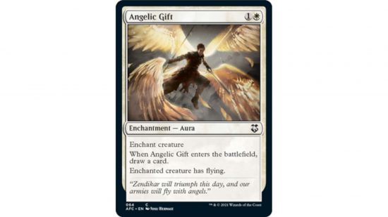Budget Commander decks - the MTG card angelic gift, with art of a human lifted into the air by four glowing white wings