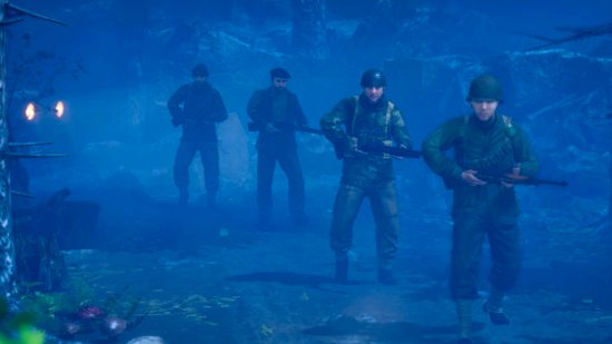 Classified France 44 review - wargamer screenshot showing armed resistance troopers on a road at night time