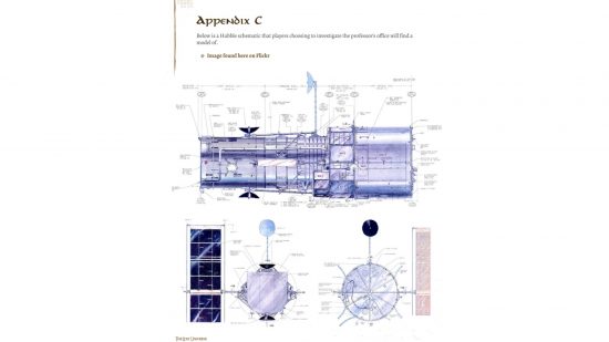 Schematics for the Hubble Telescope - part of a handout for Nasa's DND adventure
