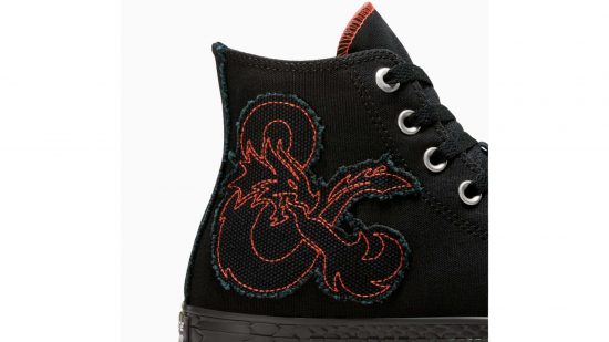 Black converse DnD sneakers with an embroidered dnD logo