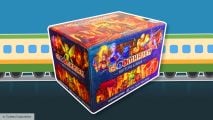 Gloomhaven Buttons & Bugs box photo and Twitter emojis of train carriages