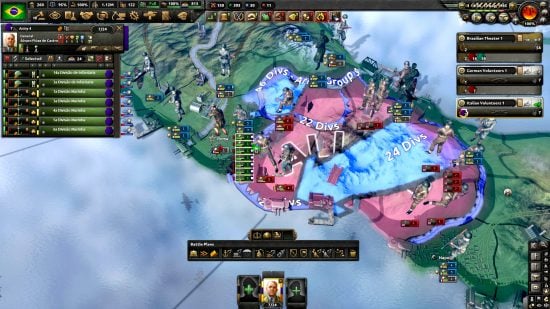 Hearts of Iron 4 DLC Trial of Allegiance review - author screenshot from the DLC showing various forces vying for control of central america and the Panama canal.
