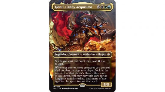 The MTG Thunder Junction Commander card Gonti, Canny Aquisitor