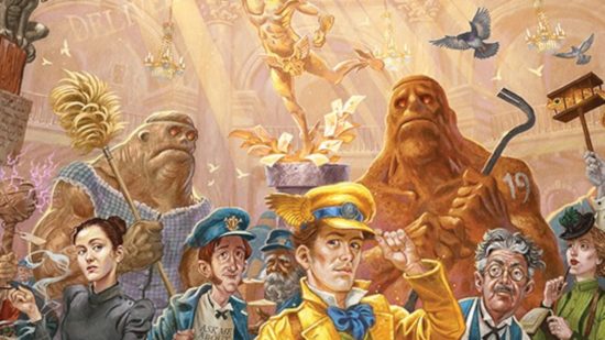 Terry Pratchett Discworld RPG races - Discworld Emporium sales image showing part of the artwork The Chalk by David Wyatt, including golems