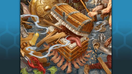 Terry Pratchett Discworld RPG races - Discworld Emporium sales image showing part of the artwork The Mended Drum by David Wyatt, including the Luggage