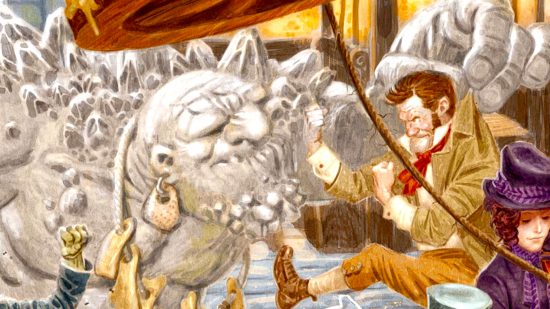 Terry Pratchett Discworld RPG races - Discworld Emporium sales image showing part of the artwork The Mended Drum by David Wyatt, including a troll